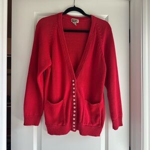 Vintage Red Button-Front Women's Cardigan Sweater Gerard Works size Medium